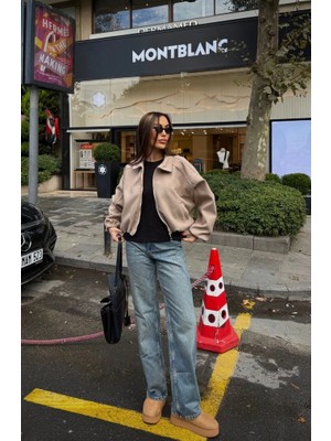 Zeynep Öykü Style Kadın Kaşe Bomber Ceket