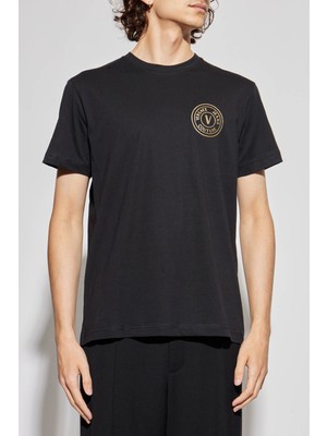 Versace Erkek Maglıetta Serıgrafıche T-Shirt - Siyah