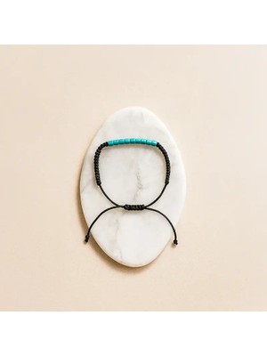 Tuffy Design Mini Turkuaz Doğal Taş Makrome Örgülü Bileklik