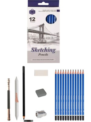 Glance Keep Smiling Dereceli Karakalem Seti 2H-10B 12’li Karton Kutu Sanat Çizim Seti