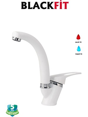 Blackfit Beyaz Mix Lavabo Bataryası Çift Su Girişli Çeşme Banyo Musluğu