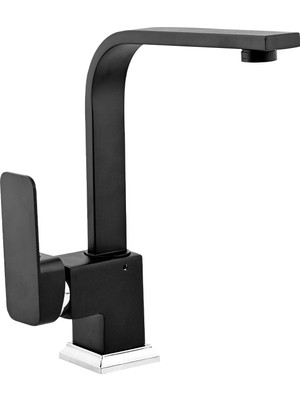 Blackfit Siyah Kare Lavabo Bataryası Banyo Çeşmesi Çift Su Girişli