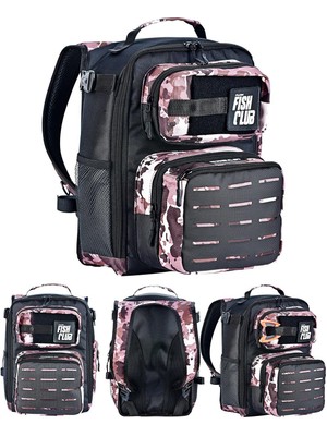 Fujin Proaji Brown Camo Balıkçı Sırt Çantası Su İtici Yüksek Dayanımlı Kumaş 33 x 25 cm 3 Parça