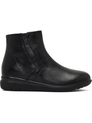 Derimod Kadın Siyah Fermuarlı Deri Comfort Bot 25WFD413618