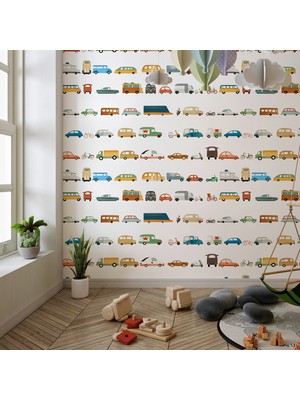 Dreamwall Arabalı Çocuk Odasıduvar Kağıdı -Isı ve Ses Yalıtımı Yırtılmaz