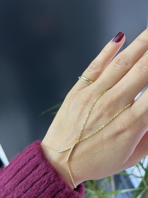 Taş Detaylı Çift Sıra Gümüş Serçe Yüzük