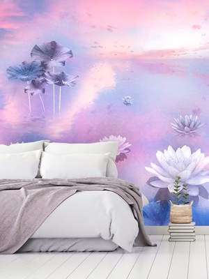 Dreamwall Çiçek Desenli Silinebilir Yırtılmaz Sağlıklı Tekstil Duvar Kağıdı