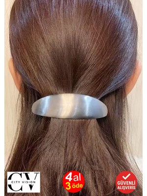 Metal Fransız Tip Saç Tokası – Parlak Gümüş Renkli 11 cm Klasik ve Şık Model