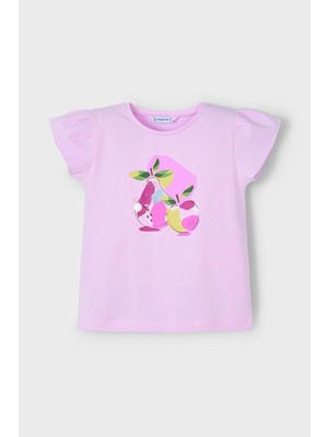 Mayoral Kız Çocuk 2-10 Yaş Desenli Kısakol T-Shirt 3015 Pembe