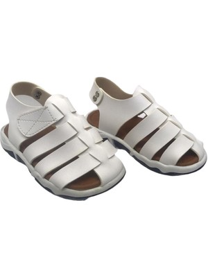 Mojo Bebek Mojo Unisex Suni Deri Ortapedik Taban Sandalet Beyaz