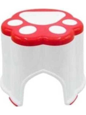 Kırmızı Detaylı Küçük Plastik Çocuk Taburesi 20 cm – Hafif ve Dayanıklı