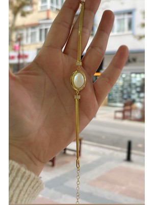 Erer Gümüş Gümüş Sedef Taşlı Bileklik