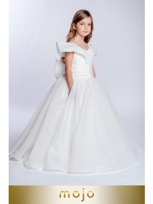 Mojo Bebek Mojo Kız Çocuk 2-10 Yaş Tarlatanlı Abiye Elbise 2251 Krem