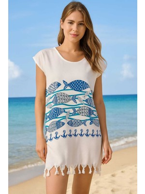 Etnik Desenli Bohem Tarzı Plaj Elbisesi Kadın - Rahat Kesim (S/m Uyumlu)