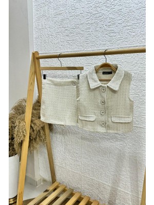 Mojo Bebek Mojo Kız Çocuk 5-14 Yaş Pırıltı Işlemeli Tüvit Yelek 4561 Krem