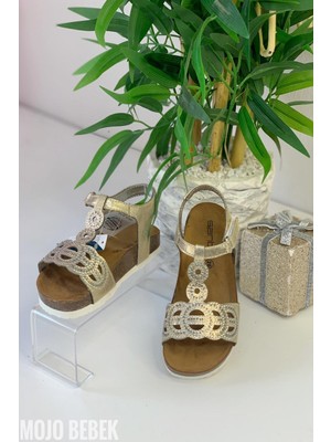 Mojo Bebek Mojo Kız Çocuk Taşlı Suni Deri Sandalet 502 N 7105 Dore