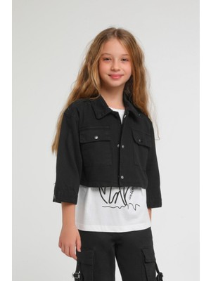 Escabel Kız Çocuk 5-14 Yaş Renkli Denim Ceket Siyah