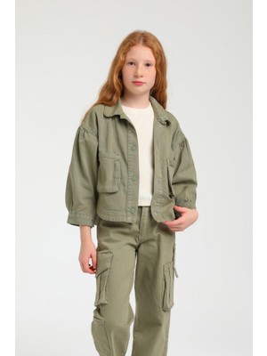 Escabel Kız Çocuk 4-14 Yaş  Renkli Denim Ceket 24216 Haki