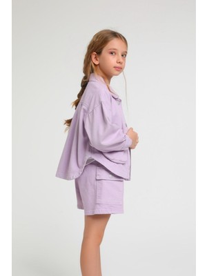 Escabel Kız Çocuk 4-14 Yaş  Renkli Denim Ceket 24216 Lila