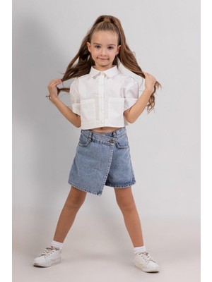 Dmb Mojo Kız Çocuk 4-9 Yaş Gabardin Şort Etek 0460 Kot Mavi