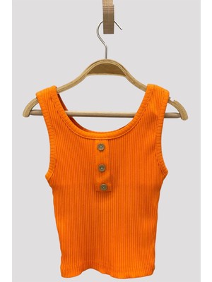 Cuties Kız Çocuk Düğmeli Askılı Crop 3750 Turuncu