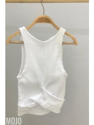 Cuties Kız Çocuk Bel Detaylı Askılı Crop 3264 Beyaz