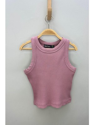 Cuties Kız Çocuk 5-14 Yaş Halter Yaka Kaşkorse Crop 4180 Gülkurusu
