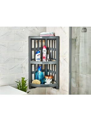 Dayanıklı Plastik Köşelik Banyo Rafı – Şampuan ve Sabun Organizeri