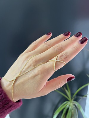 Taşlı Çapraz Gümüş Yüzük