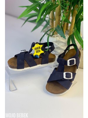 Mojo Bebek Mojo Unisex Çocuk Anotomik Mantar Taban Hakiki Deri Sandalet Lacivert