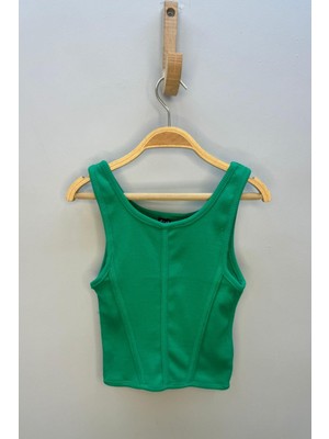 Cuties Kız Çocuk 5-14 Yaş Korse Model Crop 3863 Yeşil