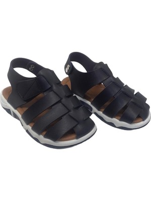 Mojo Bebek Mojo Unisex Suni Deri Ortapedik Taban Sandalet Lacivert
