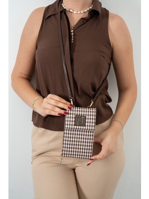 Silver & Polo Kahve Sarı - Kahve SP1145 Kadın Askılı Askılı Cüzdanlı Telefon Çantası