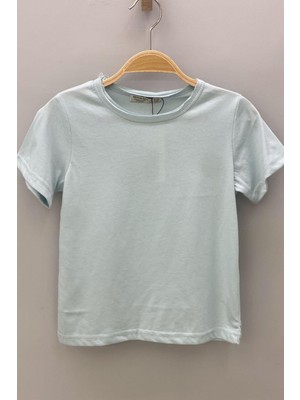 Woorage Unisex Çocuk Basic Kısa Kol T-Shirt 5203 Çağla Yeşili