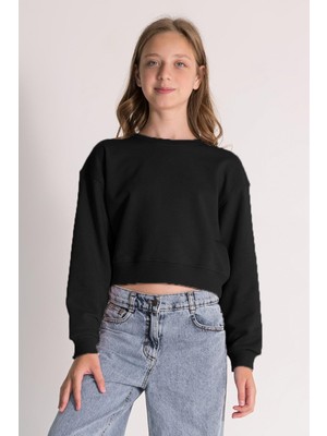 Dmb Mojo Kız Çocuk 10-15 Yaş Basic Crop Sweatshirt Siyah