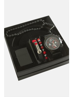 Fantastik Store Kayışlı Kol Saati Tesbih Bileklik ve Çakmak Kutulu Set