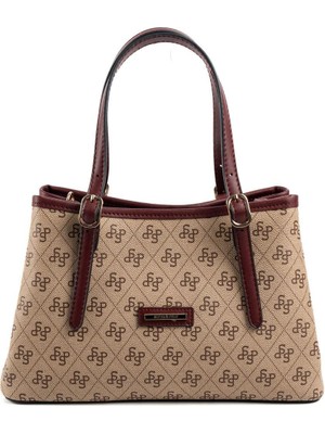 Silver & Polo Koyu Bej - Bordo SP1252 Kadın El Çantası