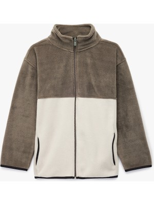 Koton Dik Yaka Uzun Kollu Fermuarlı Polar Sweatshirt