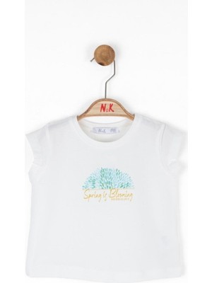 Nk Kids Kız Bebek 1-4 Yaş Pamuklu Kısakol T-Shirt 36632 Ekru