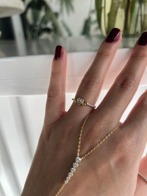 Çift Renkli Taşlı Gümüş Kalp Yüzük