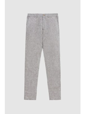 D'S Damat Ds Damat Slim Fit Kahverengi Düz %100 Keten Jogger Pantolon 4HC03S2063230