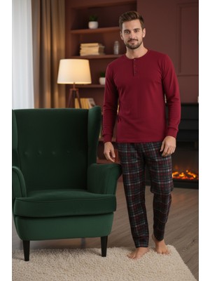 Bravie Luxury Thermal Erkek Pijama Takımı 9741 Kırmızı