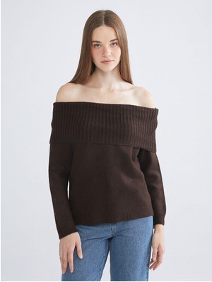 LC Waikiki Artı Yeni Sezon Kayık Yaka Kadın Triko KAZAK_8684687093320