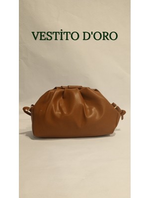 Yumuşak Formlu Büzgülü Pouch Omuz Çantası - Vestito D'oro