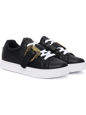 Versace Kadın Fondo Court 88 Dis. Sk9 Tokalı Tabanı Kabartma Yazılı Sneaker - Siyah