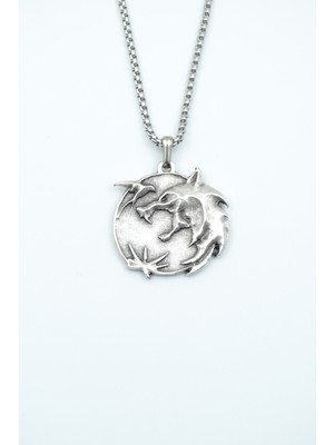 IDR Witcher 3 Madalyon Gümüş Kaplama Örme Zincir Kolye