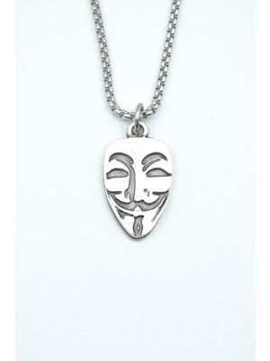 IDR V For Vendetta Gümüş Kaplama Örme Zincir Kolye