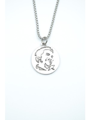 IDR Che Guevara Madalyon Gümüş Kaplama Örme Zincir Kolye