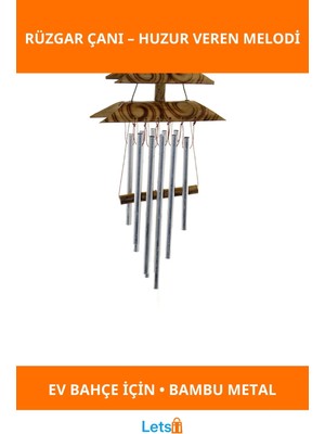 Letsii Doğal Bambu Metal Çanlı Rüzgar Çanı Estetik Bahçe Dekorasyonu