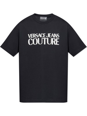 Versace Erkek Maglıetta Serıgrafıche T-Shirt - Siyah